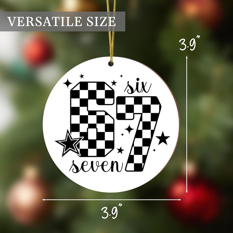 Hyperlama Custom Santa Says Six Seven Christmas Ornament 2025, Funny Personalized 67 Meme Ornament, Funny Christmas Ornaments 2025, Santa Ornaments for Christmas Tree, Gag Gifts for Teens (Checkered 67) - Image 5
